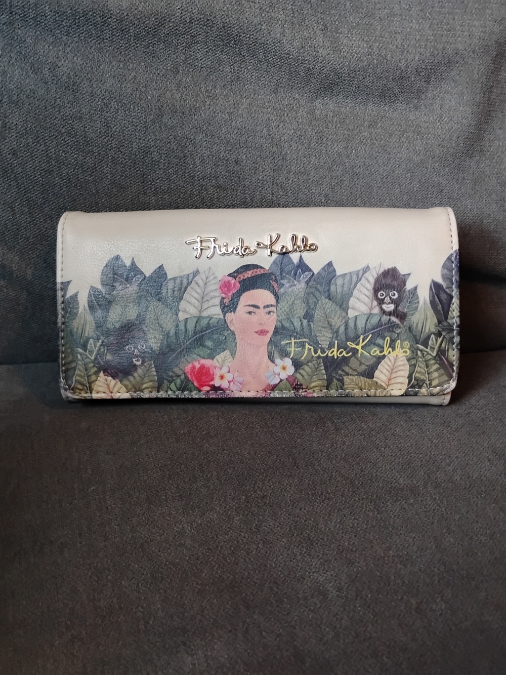 Frida Kahlo Floral Print Women's Wallet in Cream